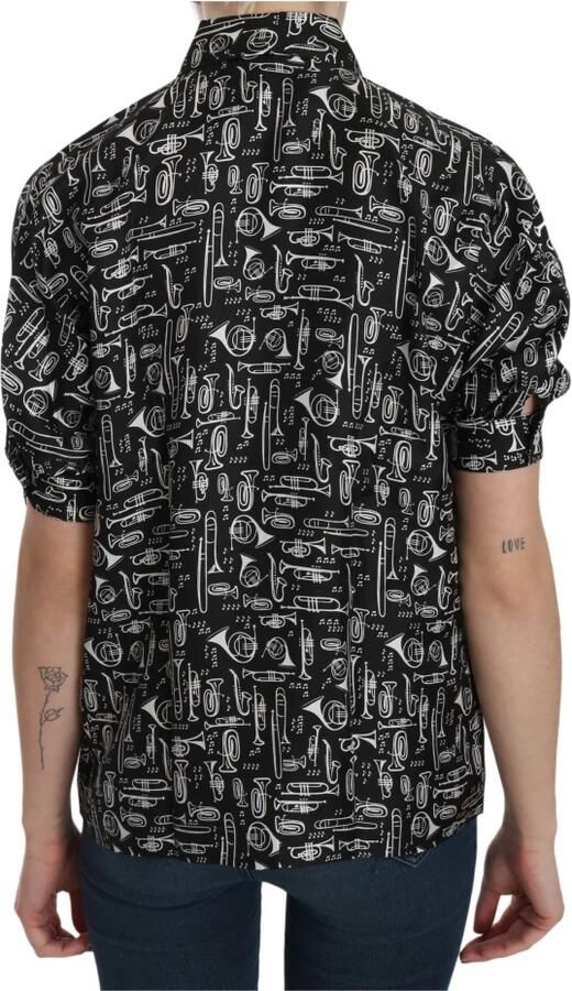 D&G Overhemd D&G Dolce Gabbana Zijden Blouse Muziekinstrumenten Print