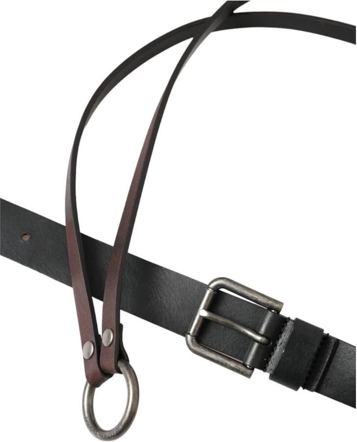Dolce & Gabbana Zwart Bruin Lederen Zilveren Riem Black Heren