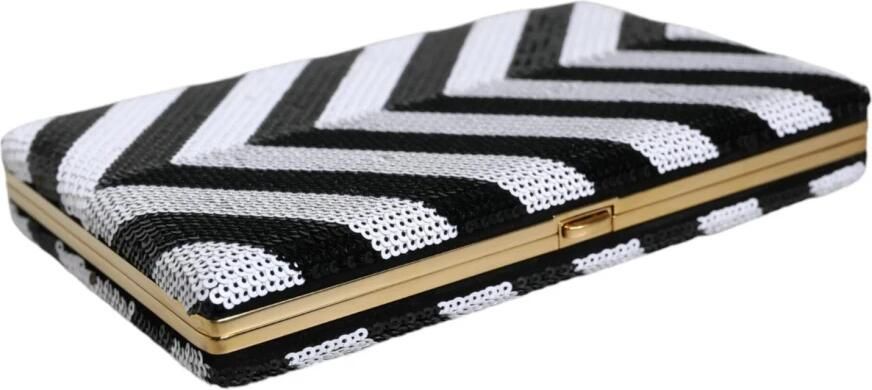 Dolce & Gabbana Zwart en wit frame clutch met gouden details White Dames - Foto 3