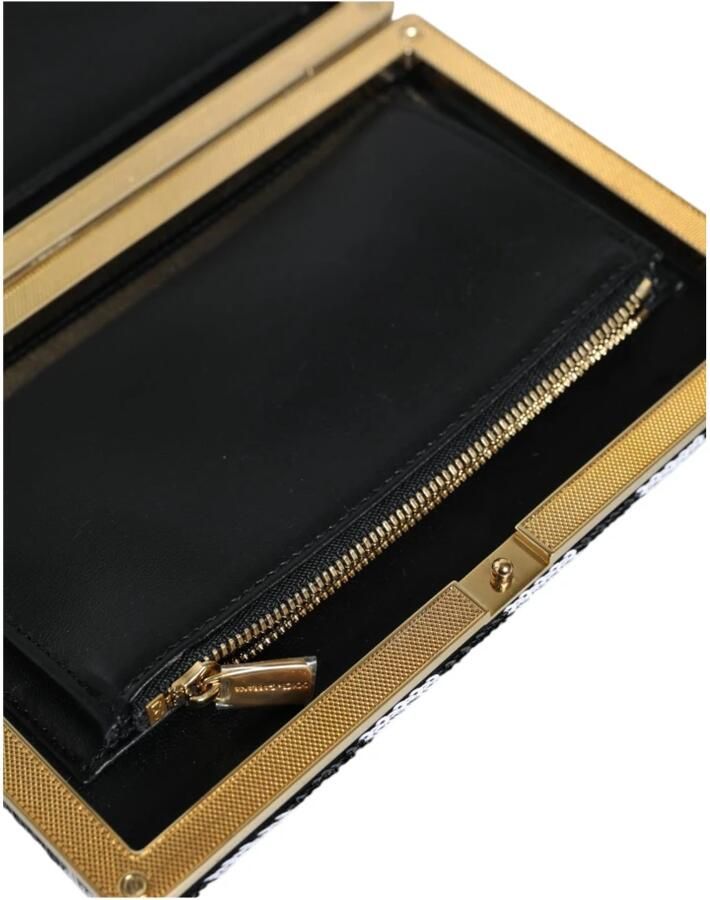 Dolce & Gabbana Zwart en wit frame clutch met gouden details White Dames - Foto 2