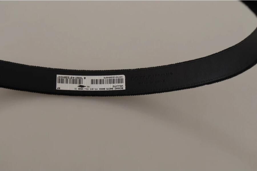 Dolce & Gabbana Zwart Fluweel Leren Riem met Goudkleurige Metalen Gesp Black - Foto 2