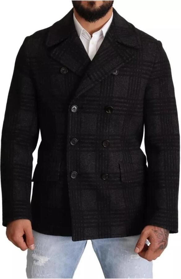 D&G Trainingsjack D&G Mannen Double Breasted Pea Coat Check Patroon - Foto 2