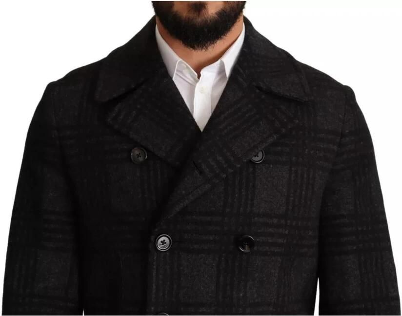 D&G Trainingsjack D&G Mannen Double Breasted Pea Coat Check Patroon