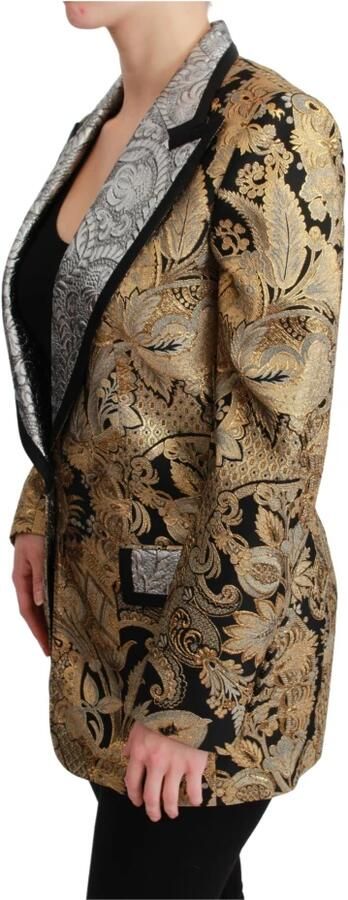 Dolce & Gabbana Zwart Goud Bloemen Jacquard Blazer Multicolor Dames - Foto 4