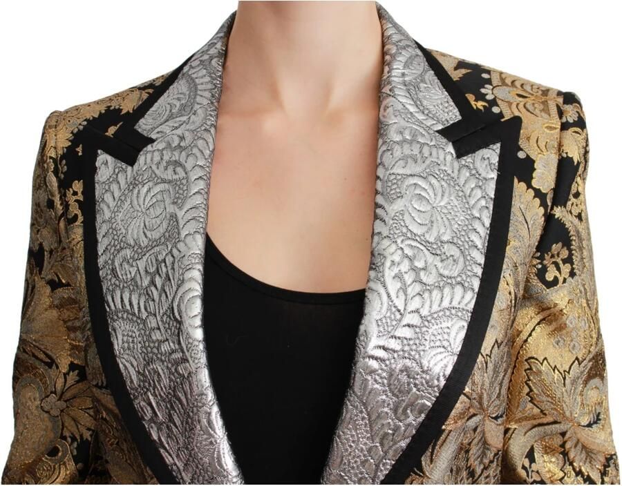 Dolce & Gabbana Zwart Goud Bloemen Jacquard Blazer Multicolor Dames