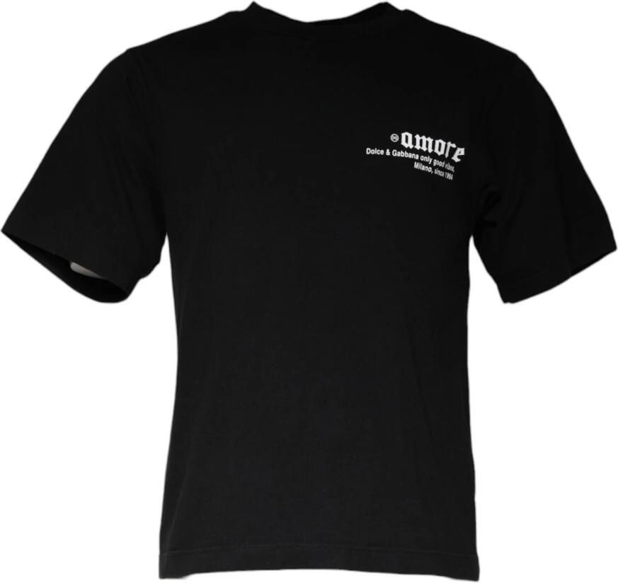 Dolce & Gabbana Zwart Grafisch Print Katoenen T-shirt Black Heren