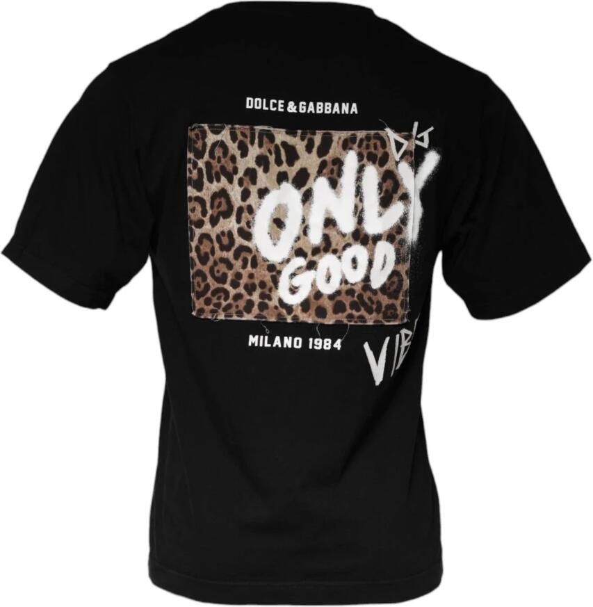 Dolce & Gabbana Zwart Grafisch Print Katoenen T-shirt Black Heren - Foto 2
