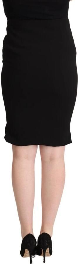 Dolce & Gabbana Black High Waist Knee Length Pencil Cut Skirt Zwart Dames