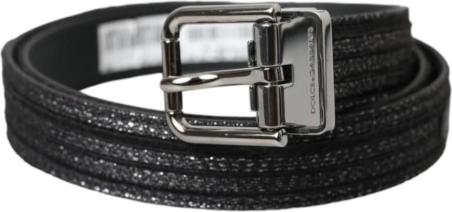 Dolce & Gabbana Zwart Jacquard Strepen Metalen Gesp Riem Black Heren - Foto 5