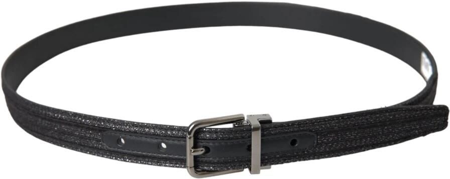 Dolce & Gabbana Zwart Jacquard Strepen Metalen Gesp Riem Black Heren - Foto 4