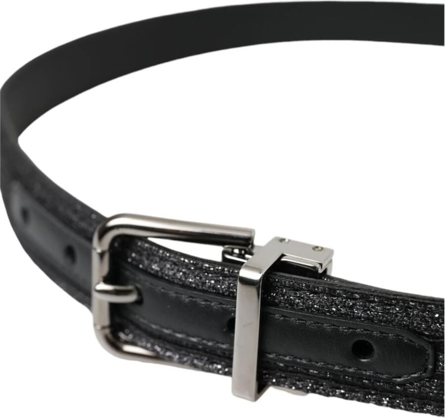 Dolce & Gabbana Zwart Jacquard Strepen Metalen Gesp Riem Black Heren