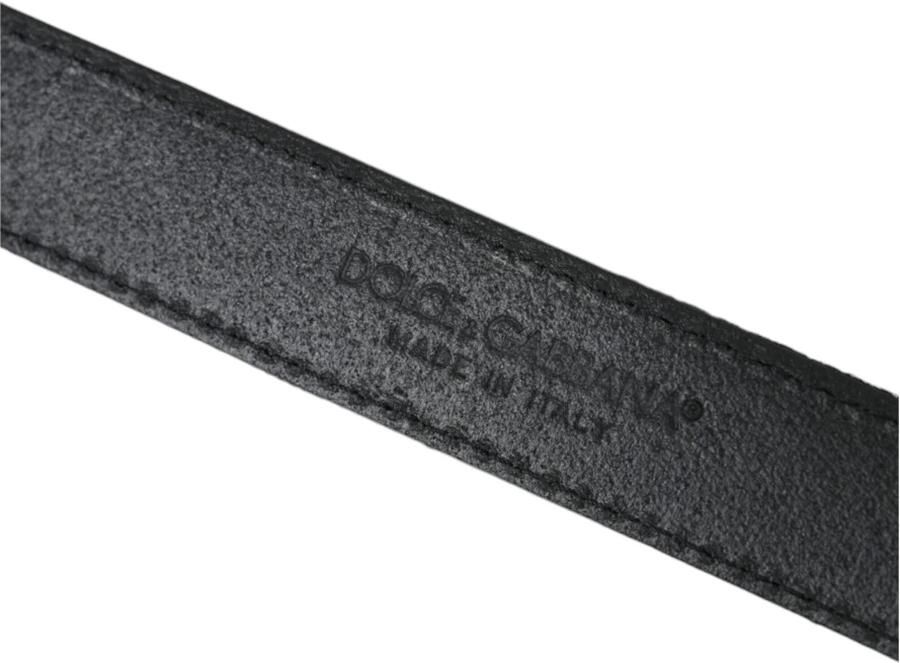 Dolce & Gabbana Zwart Jacquard Strepen Metalen Gesp Riem Black Heren - Foto 3