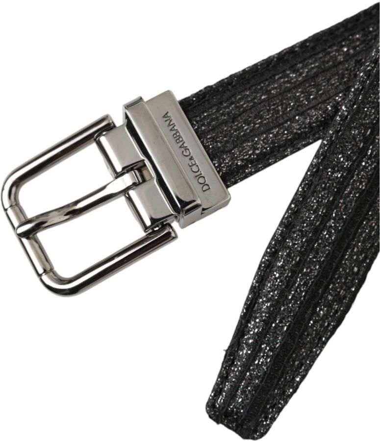 Dolce & Gabbana Zwart Jacquard Strepen Metalen Gesp Riem Black Heren - Foto 2
