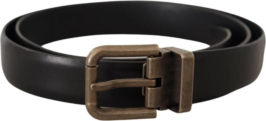 Dolce & Gabbana Zwarte kalfsleren riem met gegraveerd logo en metalen gesp Black Unisex - Foto 18