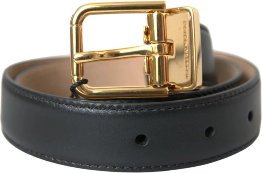 Dolce & Gabbana Zwart Lederen Gouden Gesp Riem Mannen Black Heren - Foto 3