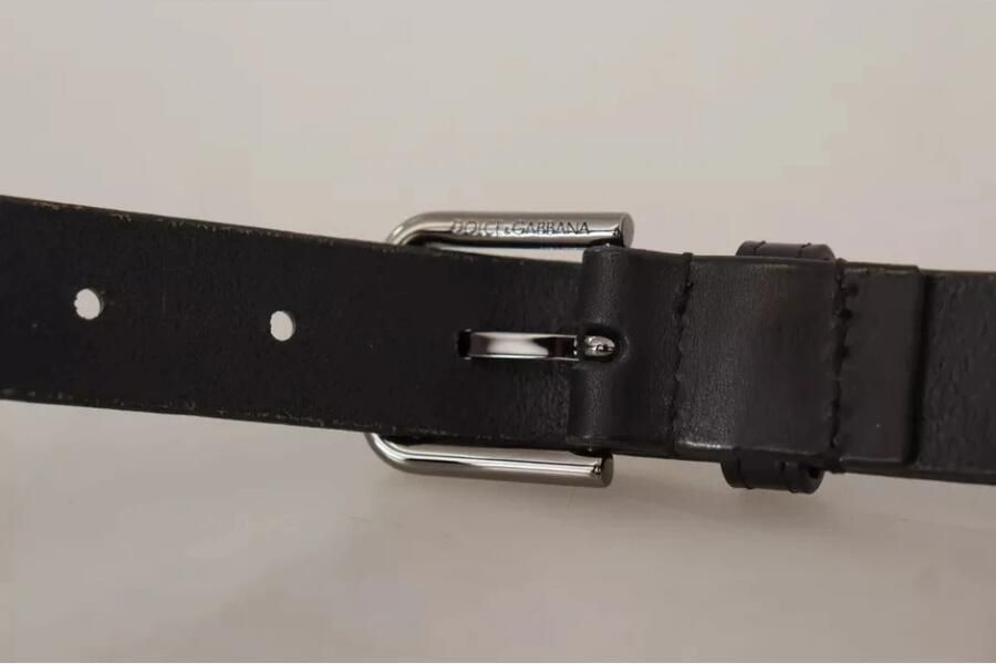 Dolce & Gabbana Zwart Leren Klassieke Riem met Metalen Logo Gesp Black Unisex