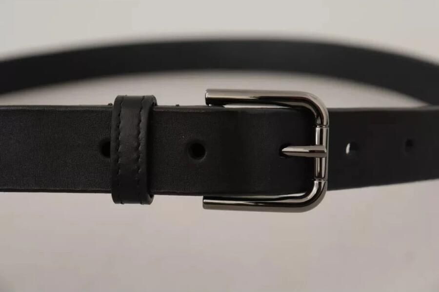 Dolce & Gabbana Zwart Leren Klassieke Riem met Metalen Logo Gesp Black Unisex - Foto 2