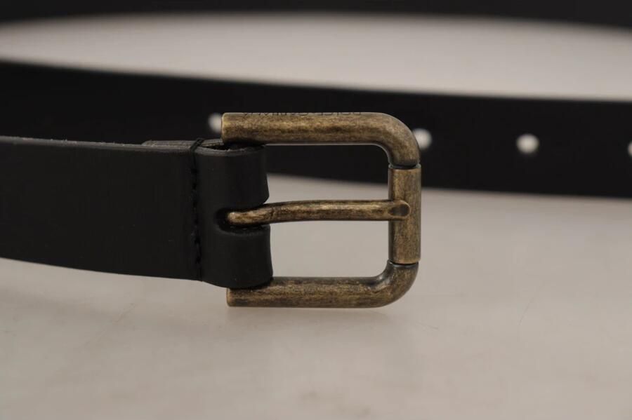 Dolce & Gabbana Zwarte kalfsleren riem met gegraveerd logo en metalen gesp Black Unisex - Foto 9