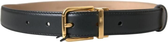 Dolce & Gabbana Zwart Lederen Gouden Gesp Riem Mannen Black Heren