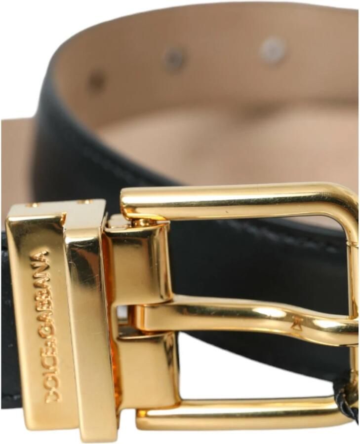 Dolce & Gabbana Zwart Lederen Gouden Gesp Riem Mannen Black Heren - Foto 2