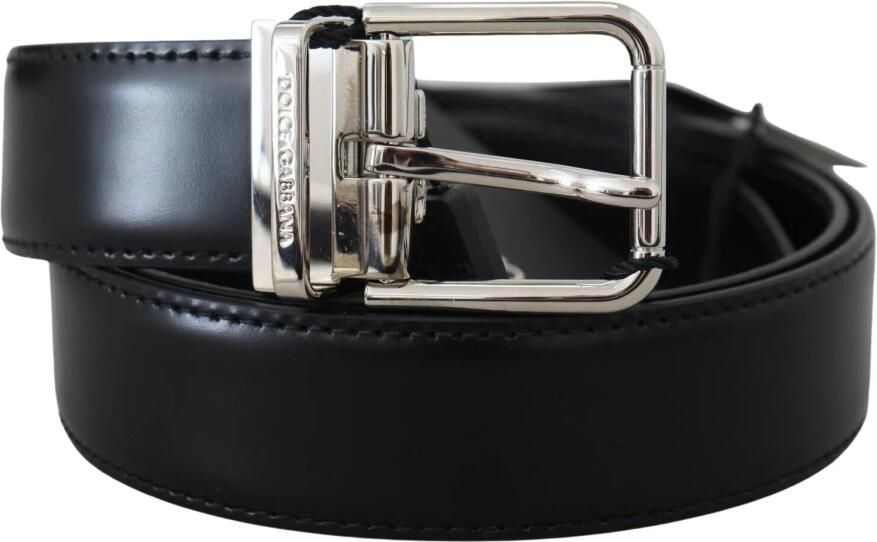 Dolce & Gabbana Zwart Leren Riem met Zilverkleurige Metalen Gesp Black Heren - Foto 7
