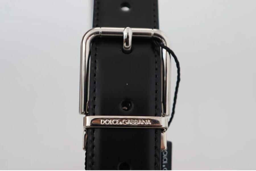 Dolce & Gabbana Zwart Leren Riem met Zilverkleurige Metalen Gesp Black Heren