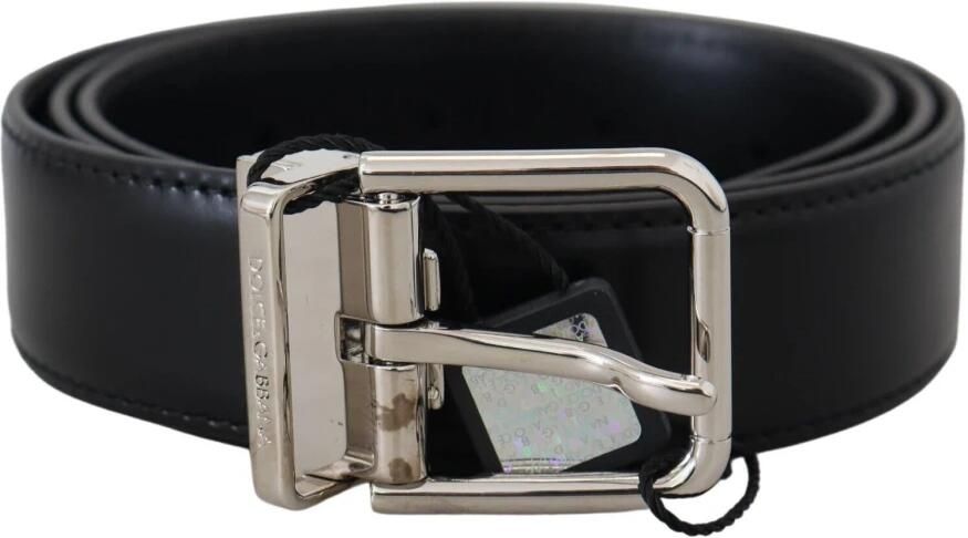 Dolce & Gabbana Zwart Leren Riem met Zilverkleurige Metalen Gesp Black Heren - Foto 5