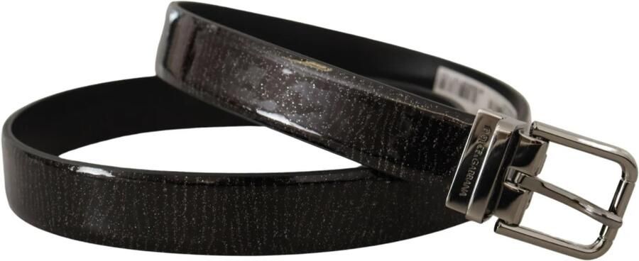 Dolce & Gabbana Elegante zwarte leren riem met zilveren gesp Black Heren
