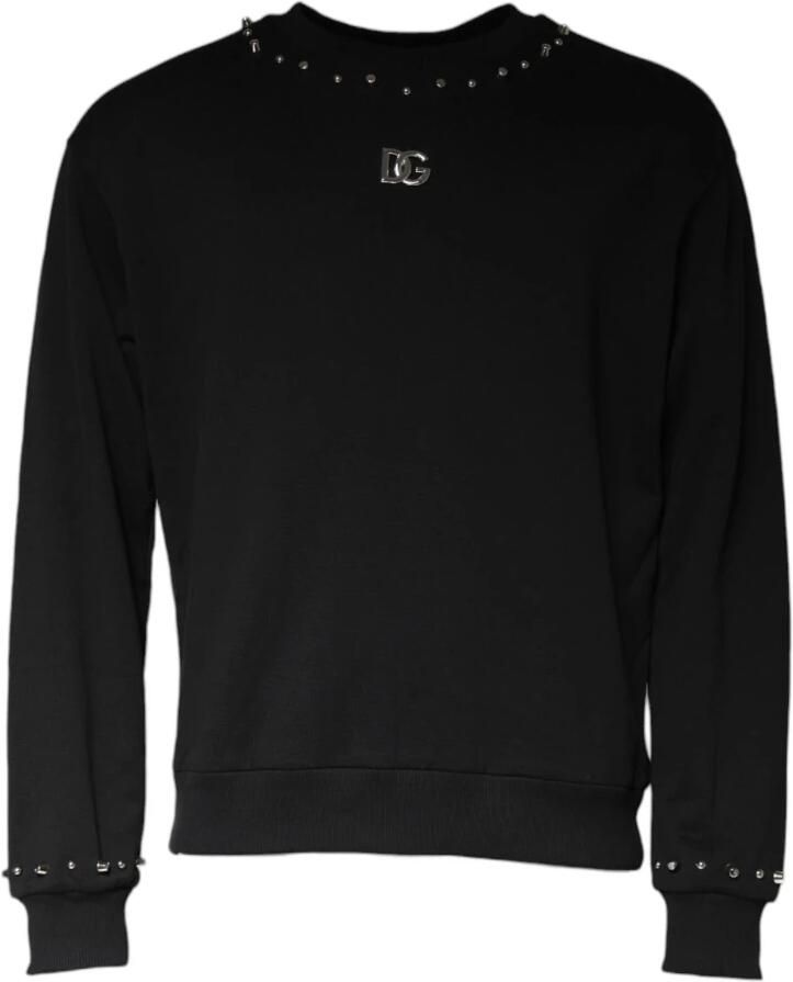 Dolce & Gabbana Zwart Logo Studded Pullover Sweatshirt Black Heren - Foto 4