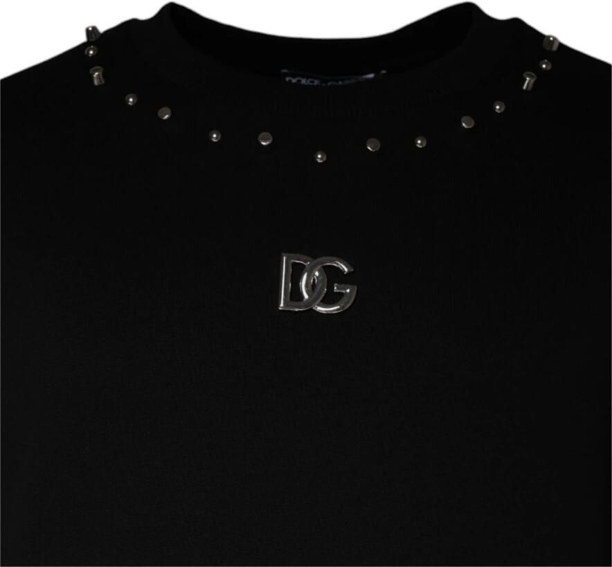 Dolce & Gabbana Zwart Logo Studded Pullover Sweatshirt Black Heren - Foto 2