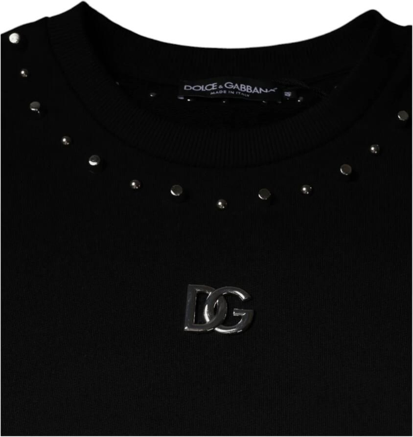 Dolce & Gabbana Zwart Logo Studded Pullover Sweatshirt Black Heren
