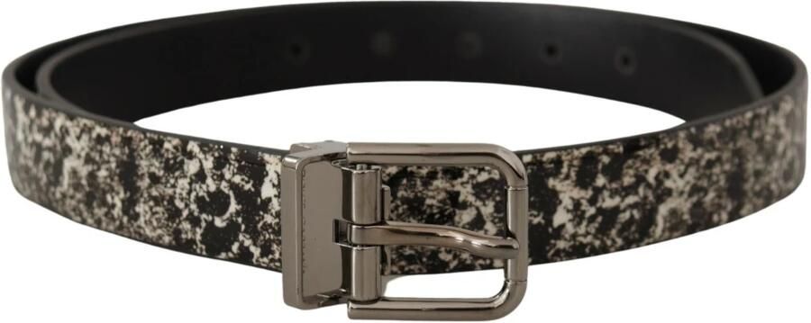 Dolce & Gabbana Zwart Marmer Print Leren Riem met Zilveren Logo Gesp Black - Foto 3