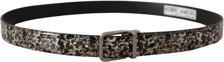 Dolce & Gabbana Zwart Marmer Print Leren Riem met Zilveren Logo Gesp Black - Foto 2