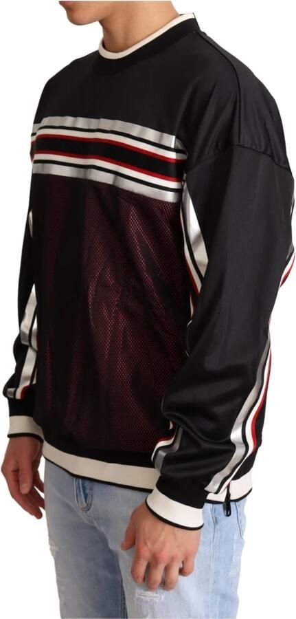 Dolce & Gabbana Zwart Rood Mesh Sport Pullover Crewneck Sweater Multicolor Heren - Foto 3