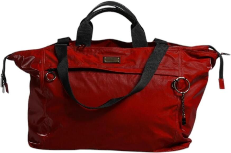 Dolce & Gabbana Zwart Rood Nylon Kalfsleren Duffeltas Red Heren