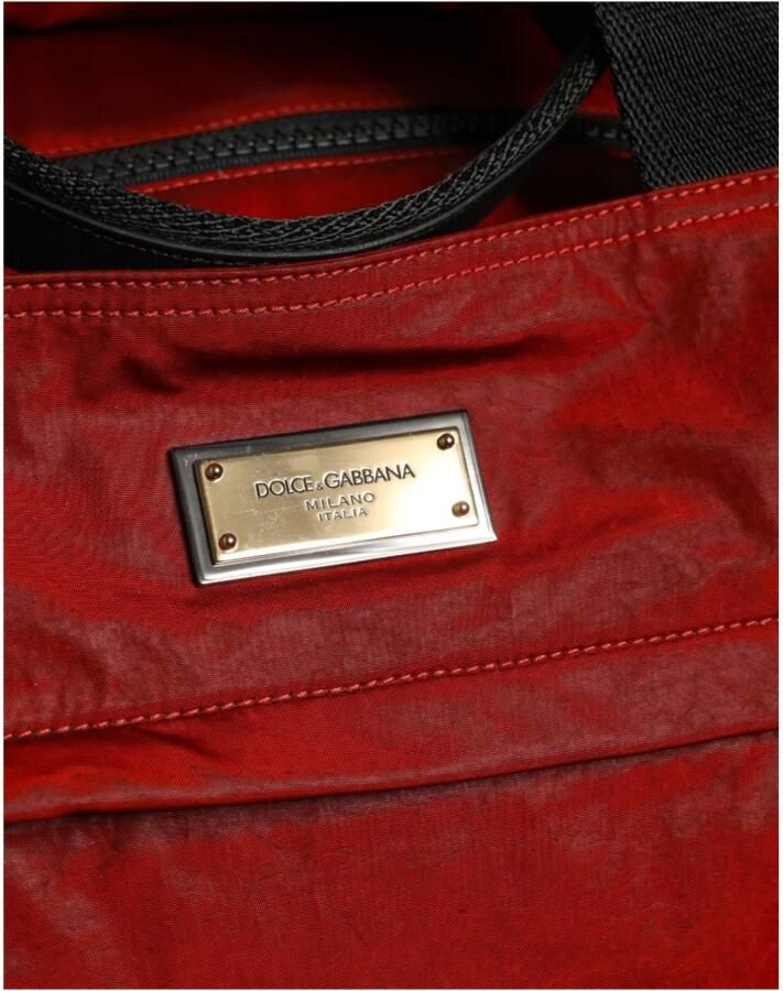 Dolce & Gabbana Zwart Rood Nylon Kalfsleren Duffeltas Red Heren - Foto 3