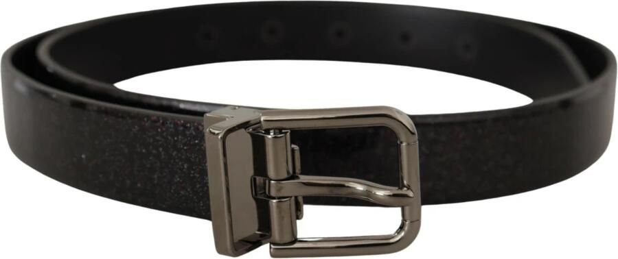 Dolce & Gabbana Zwart Vernice Puntinata Leren Zilverkleurige Metalen Riem Black Heren - Foto 2