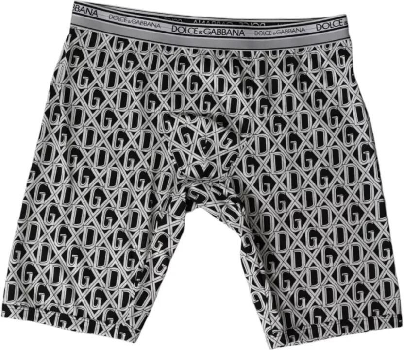 Dolce & Gabbana Zwart Wit DG Logo Katoen Stretch Fiets Ondergoed Mannen Black Heren - Foto 2