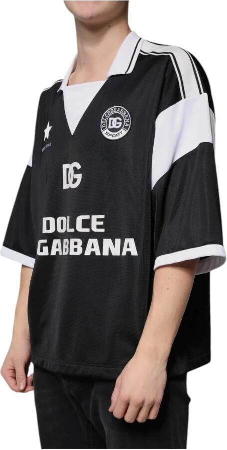 Dolce & Gabbana Zwart Wit Gekraagd Jersey T-shirt Black Heren - Foto 5