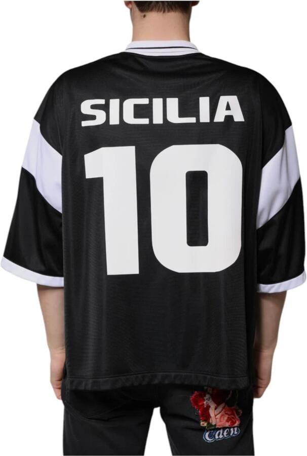 Dolce & Gabbana Zwart Wit Gekraagd Jersey T-shirt Black Heren - Foto 4