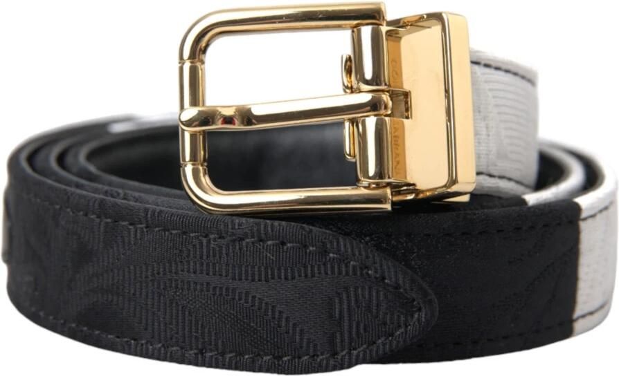 Dolce & Gabbana Zwart Wit Patchwork Metalen Gesp Riem Black Dames - Foto 5