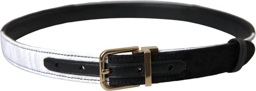 Dolce & Gabbana Zwart Wit Patchwork Metalen Gesp Riem Black Dames - Foto 4