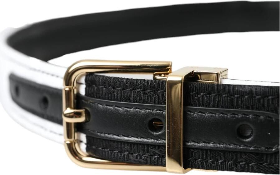 Dolce & Gabbana Zwart Wit Patchwork Metalen Gesp Riem Black Dames - Foto 3