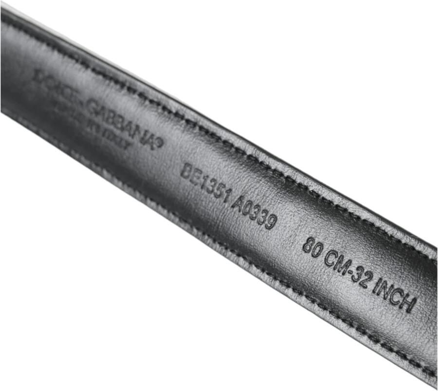 Dolce & Gabbana Zwart Wit Patchwork Metalen Gesp Riem Black Dames