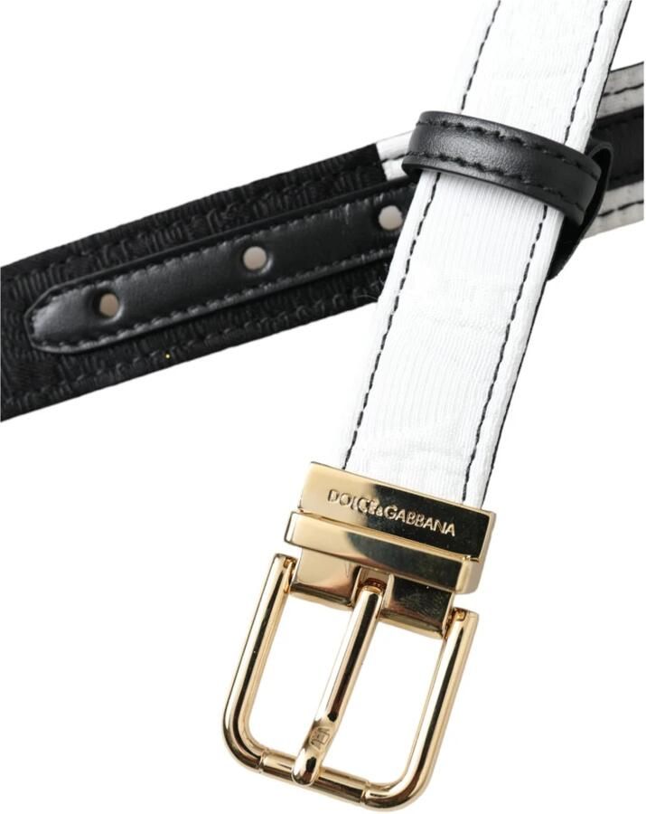 Dolce & Gabbana Zwart Wit Patchwork Metalen Gesp Riem Black Dames - Foto 2