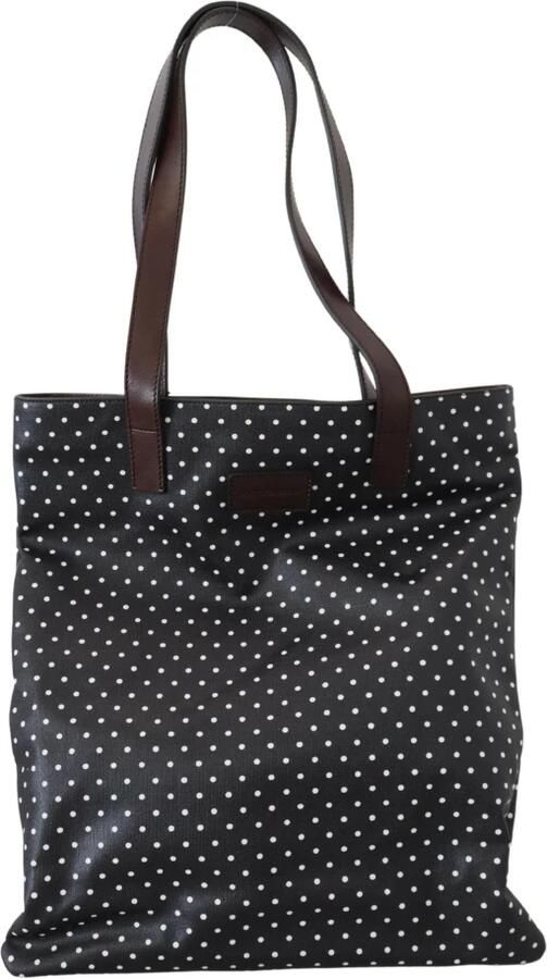 Dolce & Gabbana Zwart Witte Polka Dot Canvas Winkel Tote Tas Black Dames - Foto 8