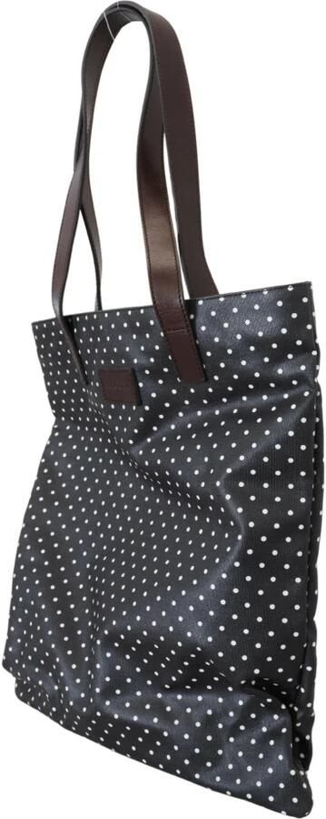 Dolce & Gabbana Zwart Witte Polka Dot Canvas Winkel Tote Tas Black Dames - Foto 6
