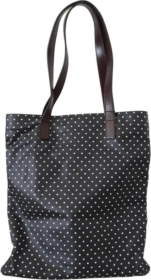 Dolce & Gabbana Zwart Witte Polka Dot Canvas Winkel Tote Tas Black Dames - Foto 5