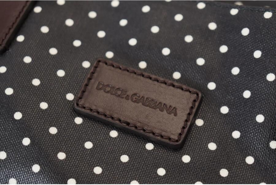 Dolce & Gabbana Zwart Witte Polka Dot Canvas Winkel Tote Tas Black Dames - Foto 4
