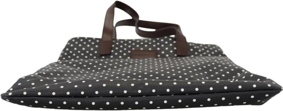 Dolce & Gabbana Zwart Witte Polka Dot Canvas Winkel Tote Tas Black Dames - Foto 7